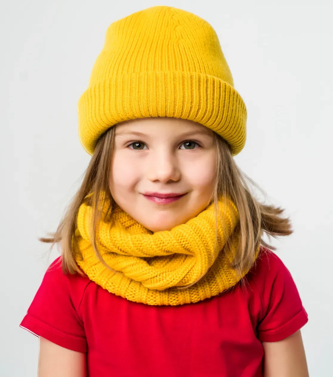 Gorro grueso de lana merino invierno 3 en 1, plegable, largo, básico, amarillo soleado