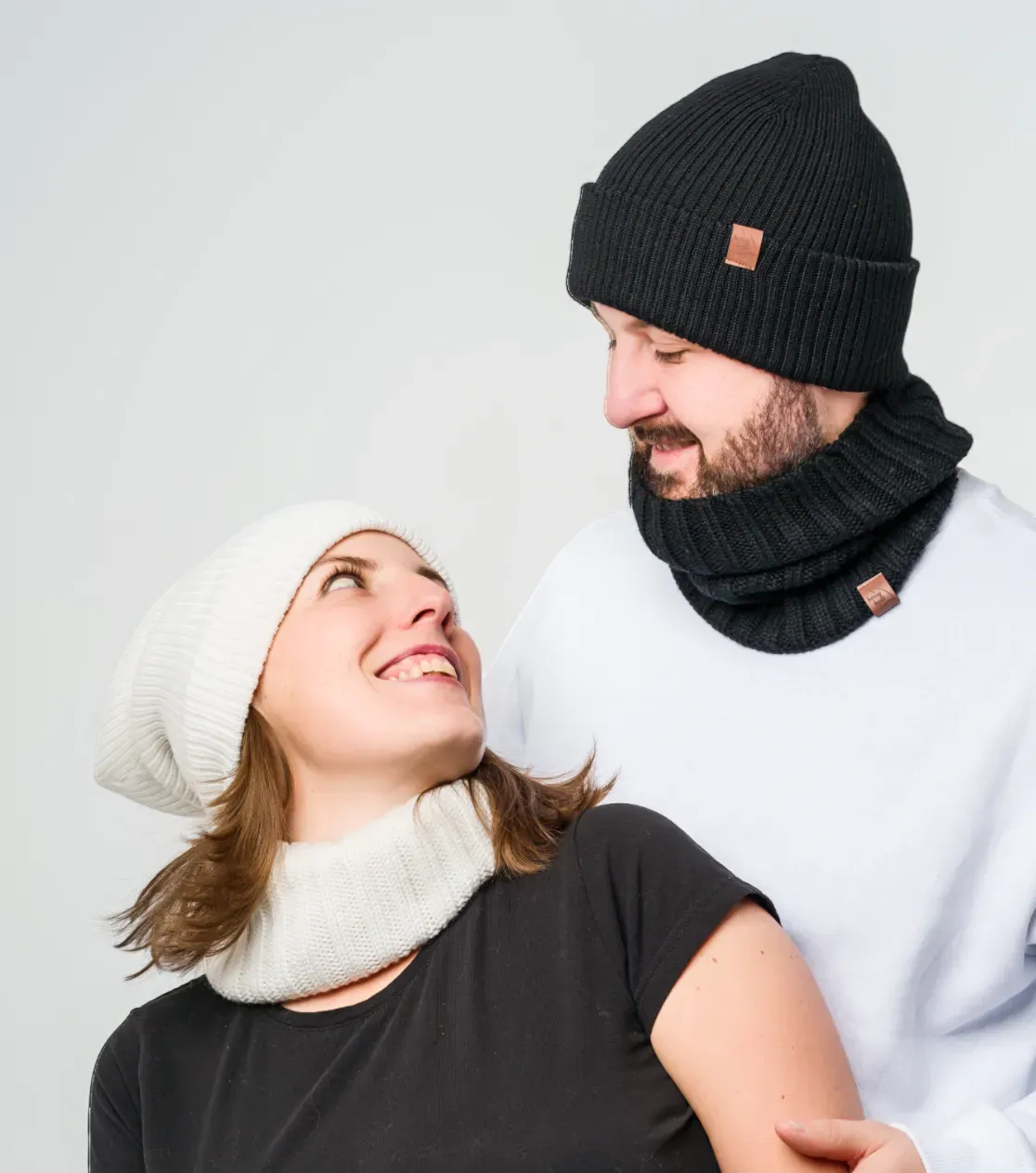 Gorro grueso de lana merino invierno 3 en 1 negro versátil