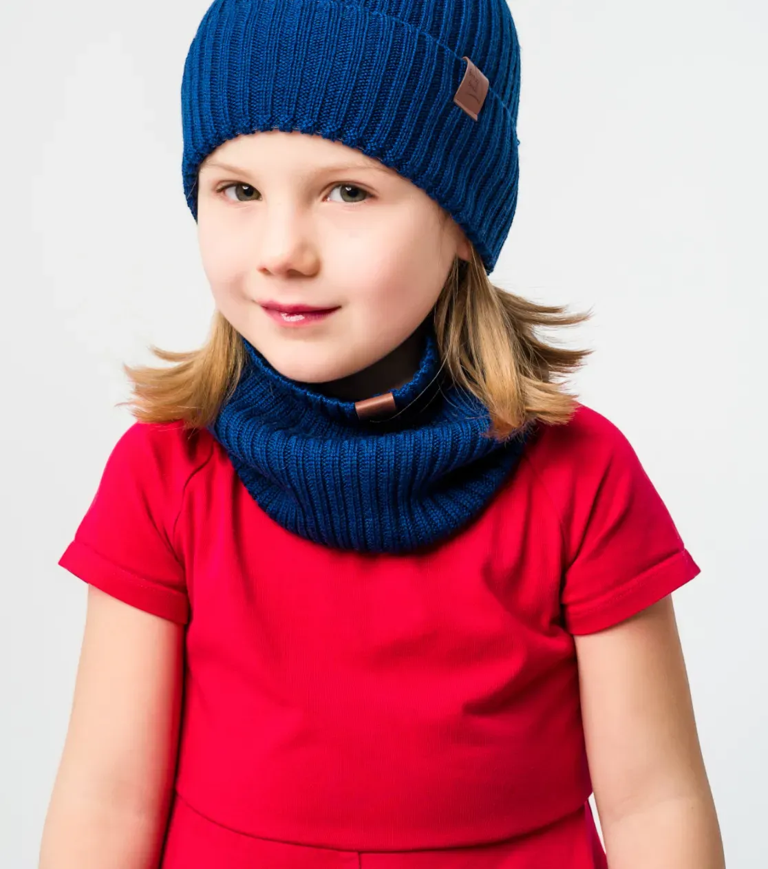 Merino Wool Beanie and Neck Warmer Set for Kids, Unisex