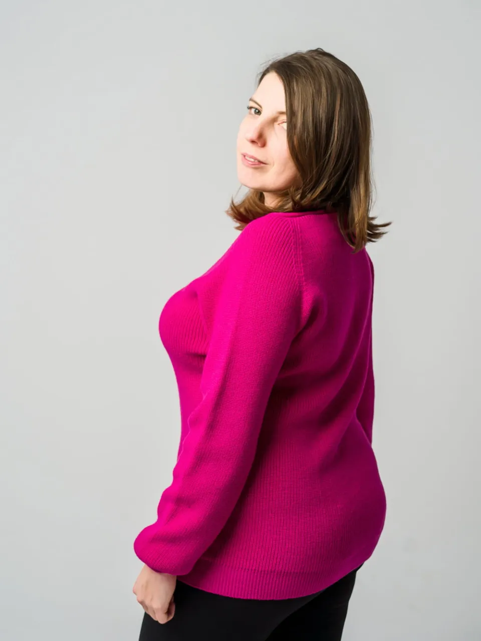 Pullover 100% Merinowolle Merinos Berryboat Universell Damen 00010 Himbeere Violett Purpur