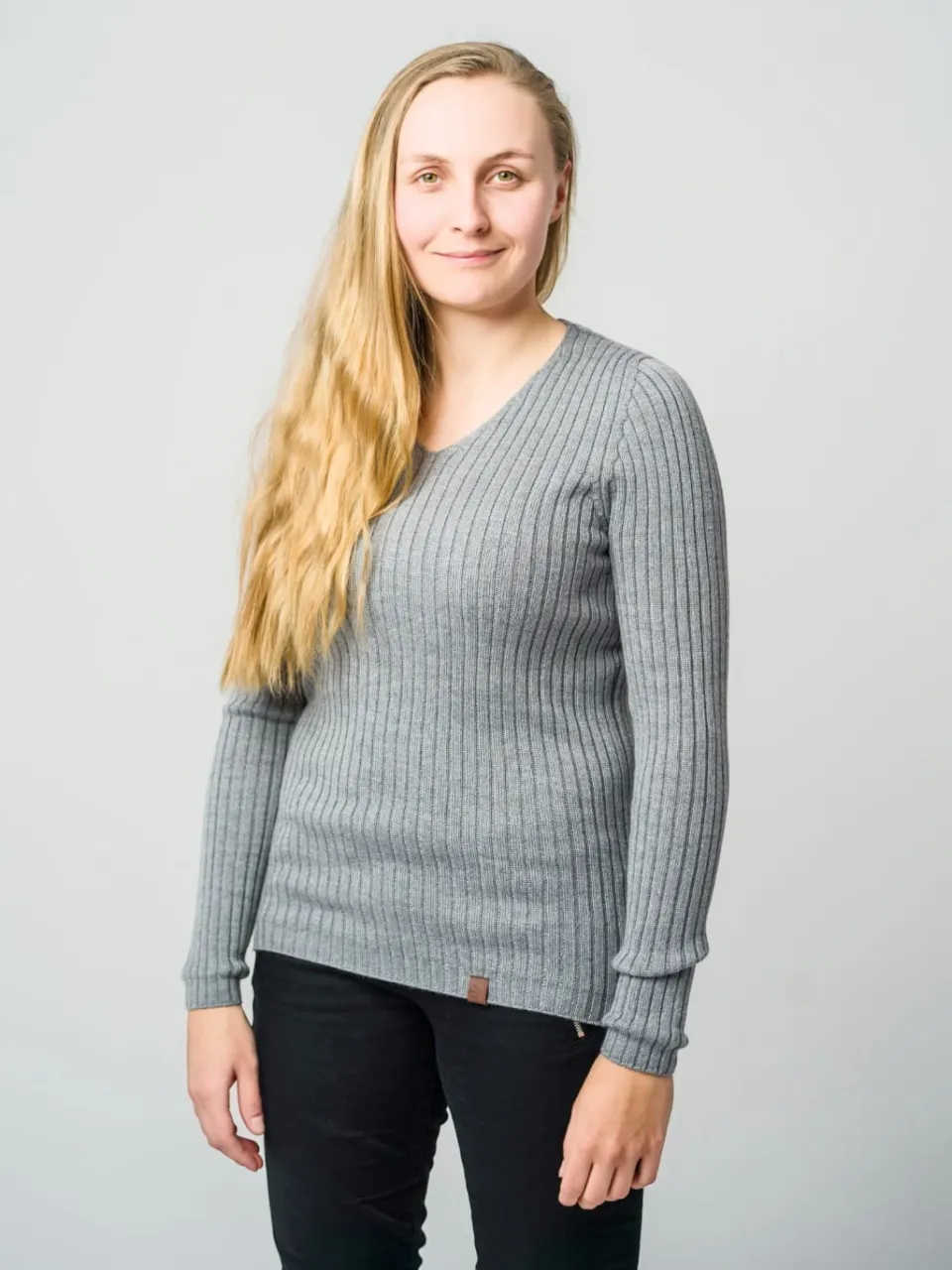 Langarmshirt 100% Merinowolle Grau