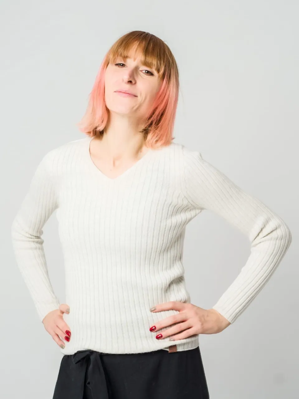 Langarmshirt 100% Merinowolle Ecru