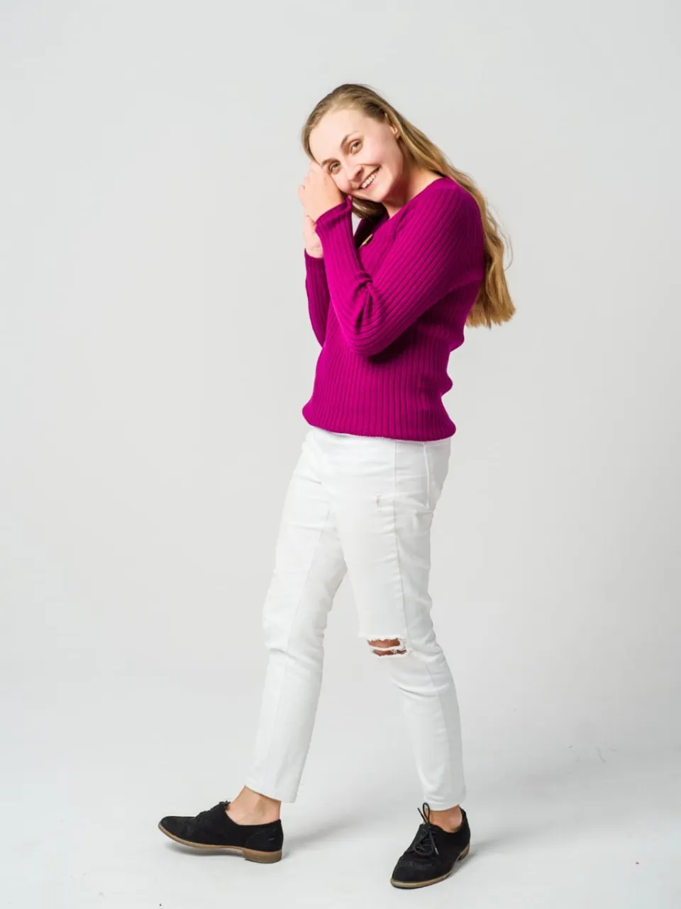 Langarmshirt 100% Merinowolle Lila Bischofsmütze