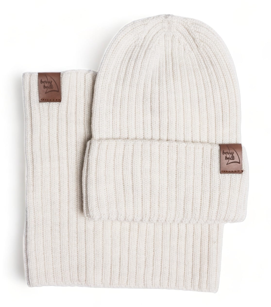 Basic Merino Set Beanie and Neck Warmer Ecru