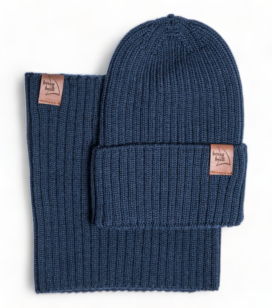 Basic Merino Set Mütze Schlauchschal Navy