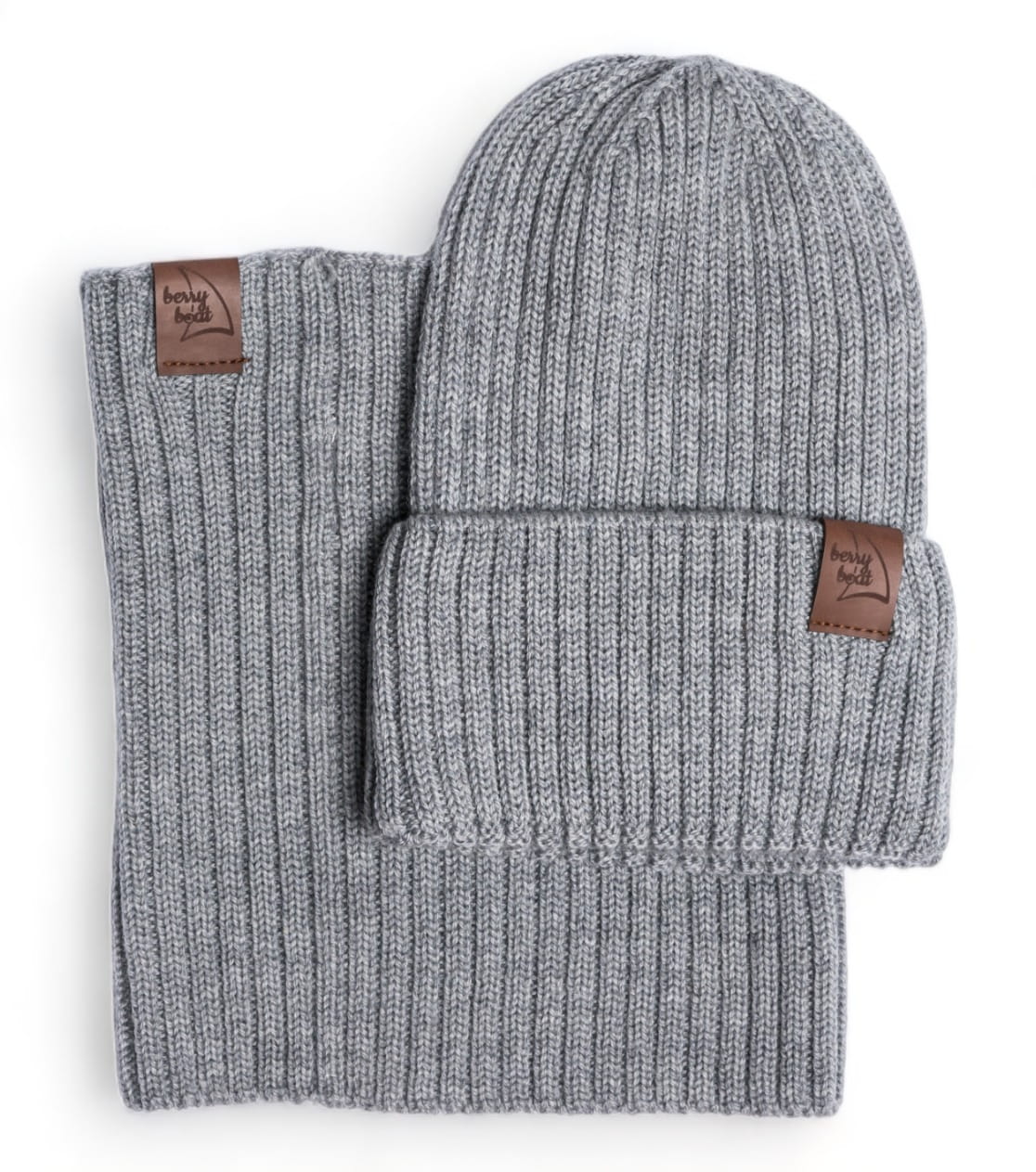 Basic Merino Set Mütze Schlauchschal Grau