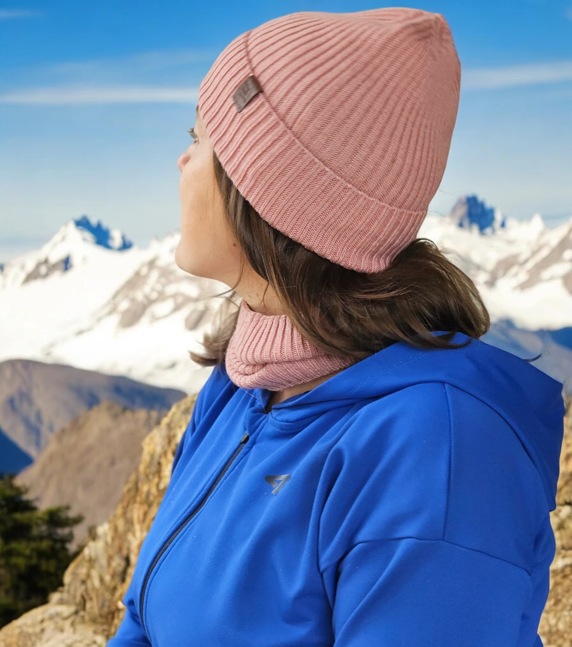 Set Berretto e Scaldacollo Merino Rosa Pastello