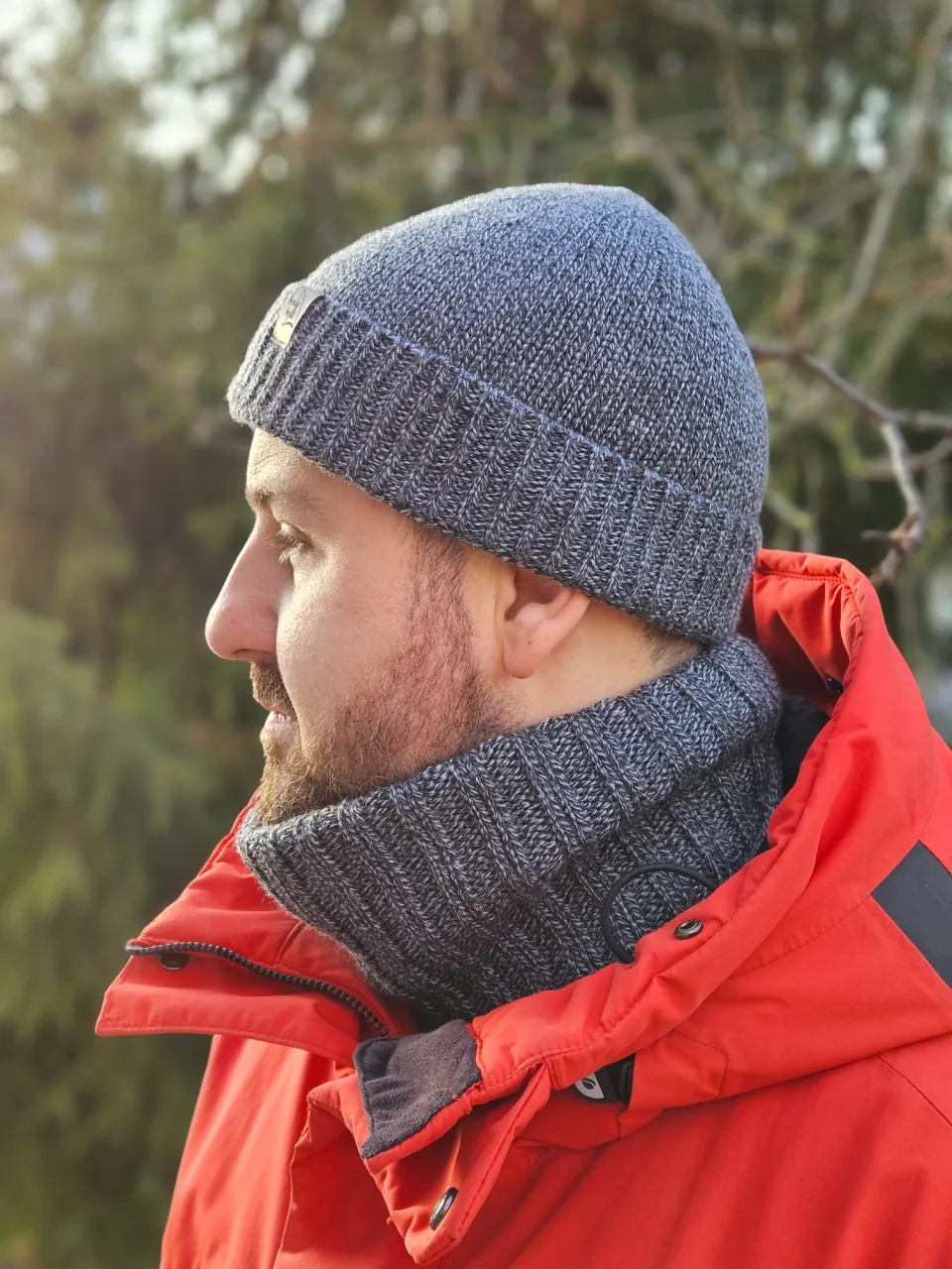 Gorra merino y bufanda estilo dokerka unisex 10 grafito pimienta gris sal