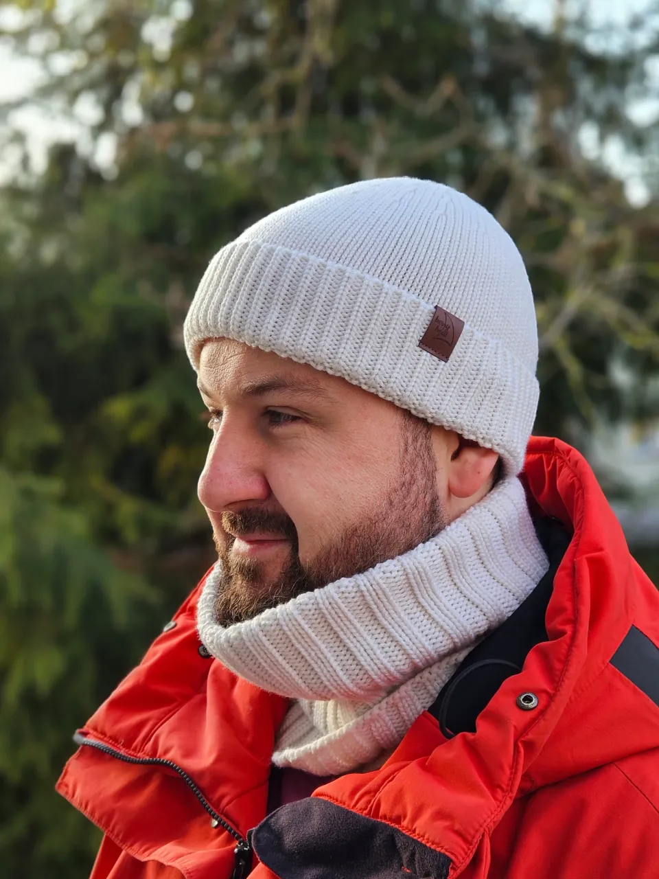 Gorra merino y bufanda estilo dokerka unisex 22 ecru blanco crema