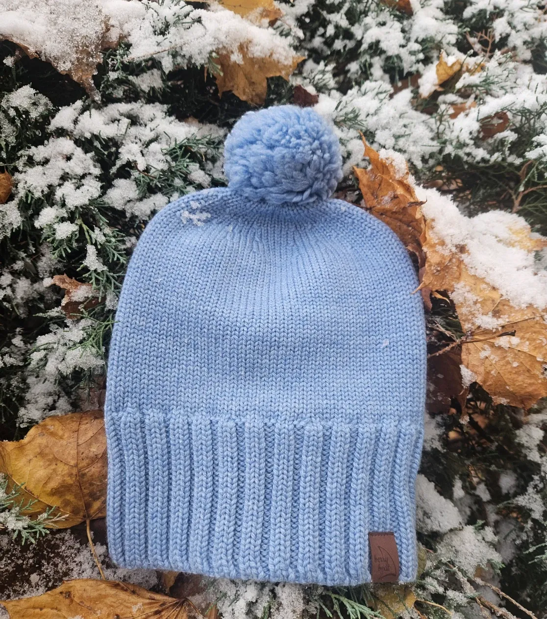 Conjunto infantil invierno Berryboat Merino con gorro y cuello en azul y celeste