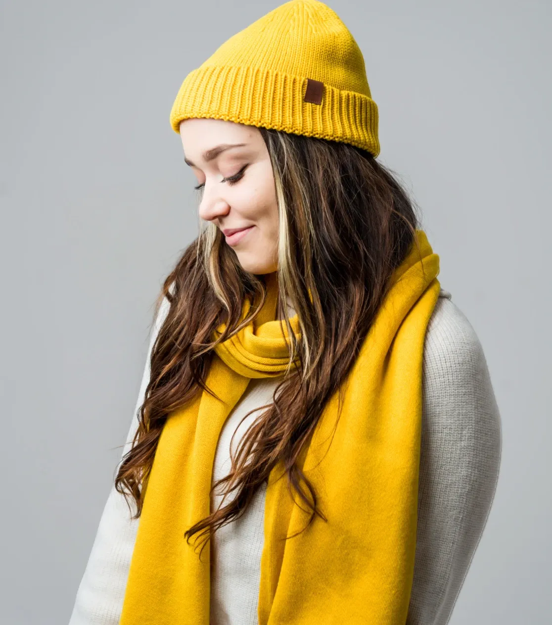 Conjunto gorro beanie y bufanda merino unisex 101 elegante premium
