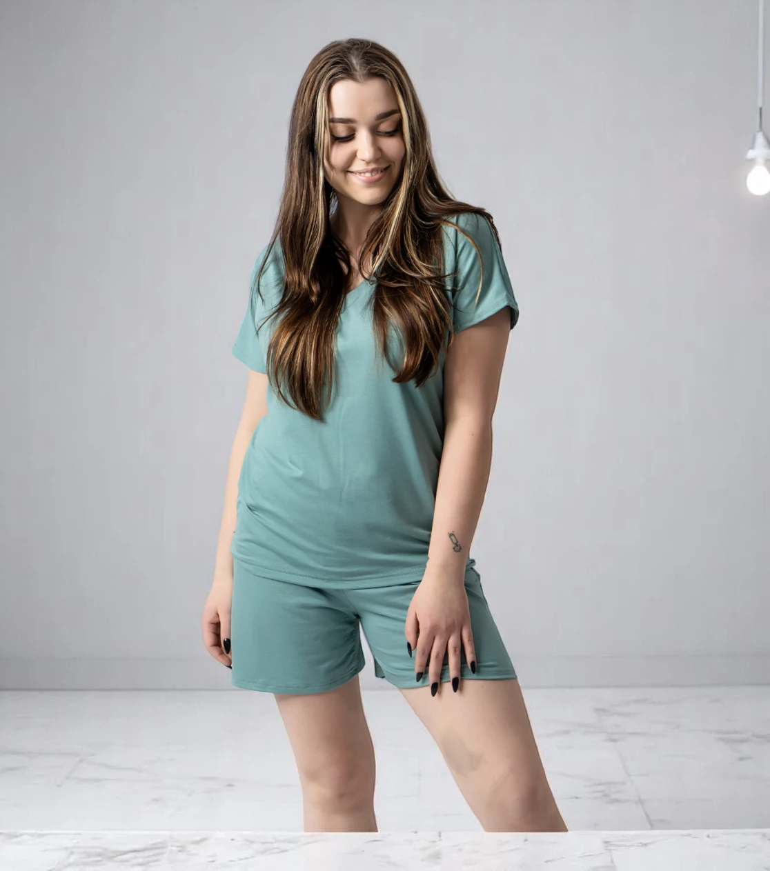Damen Bambusshirt kurzärmelig - Minzgrün