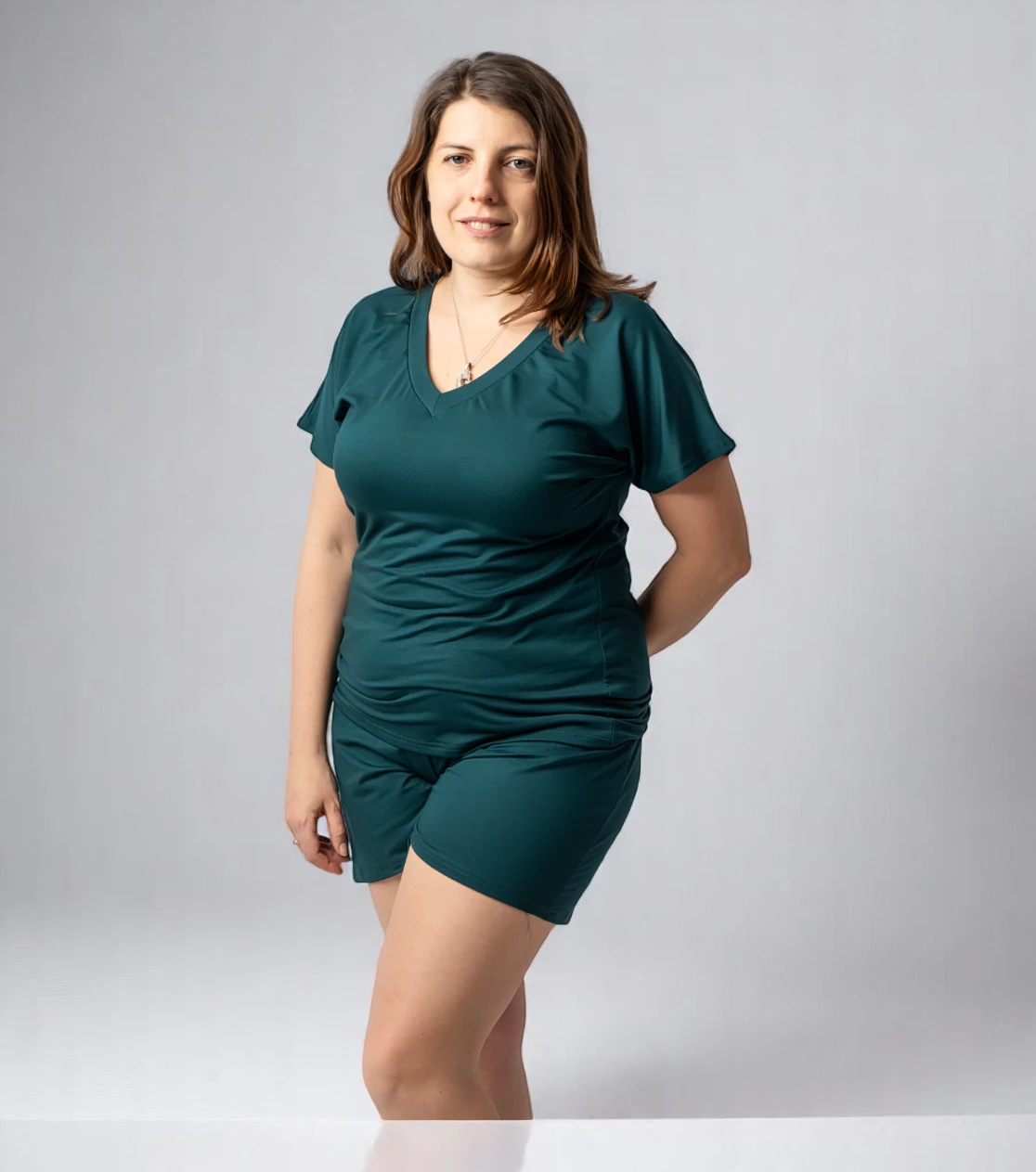 Damen-Pyjama-Shorts – Flaschengrün