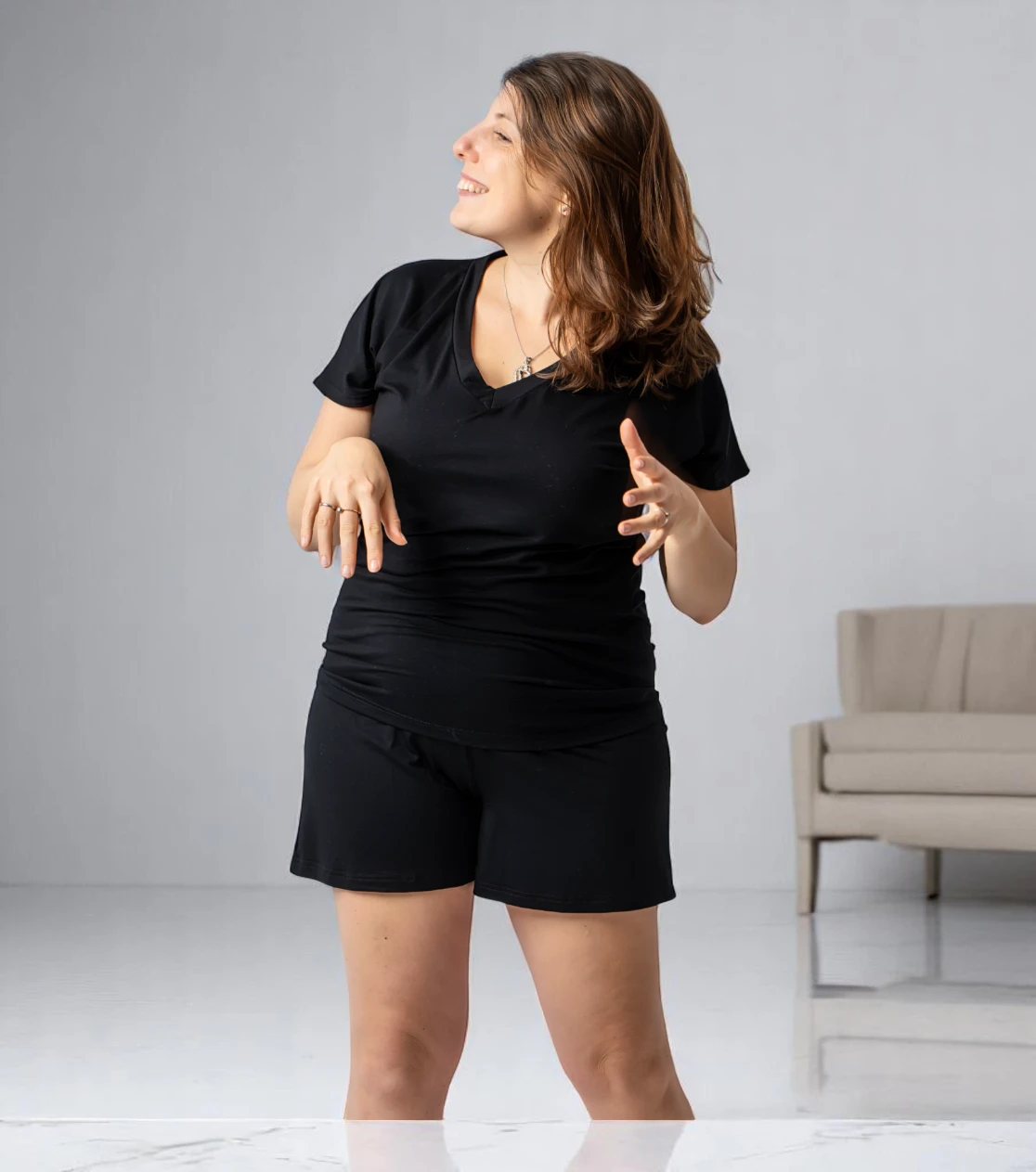 Pantaloncini da donna per pigiama - neri