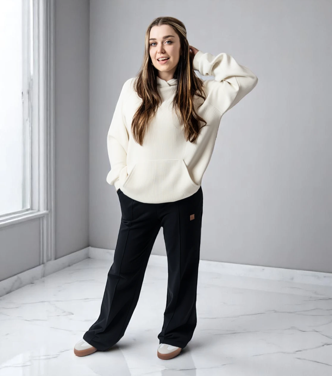 BerryBoat Pantaloni Felpati Moderni da Donna con Piega e Taglio Ampio 107.webp