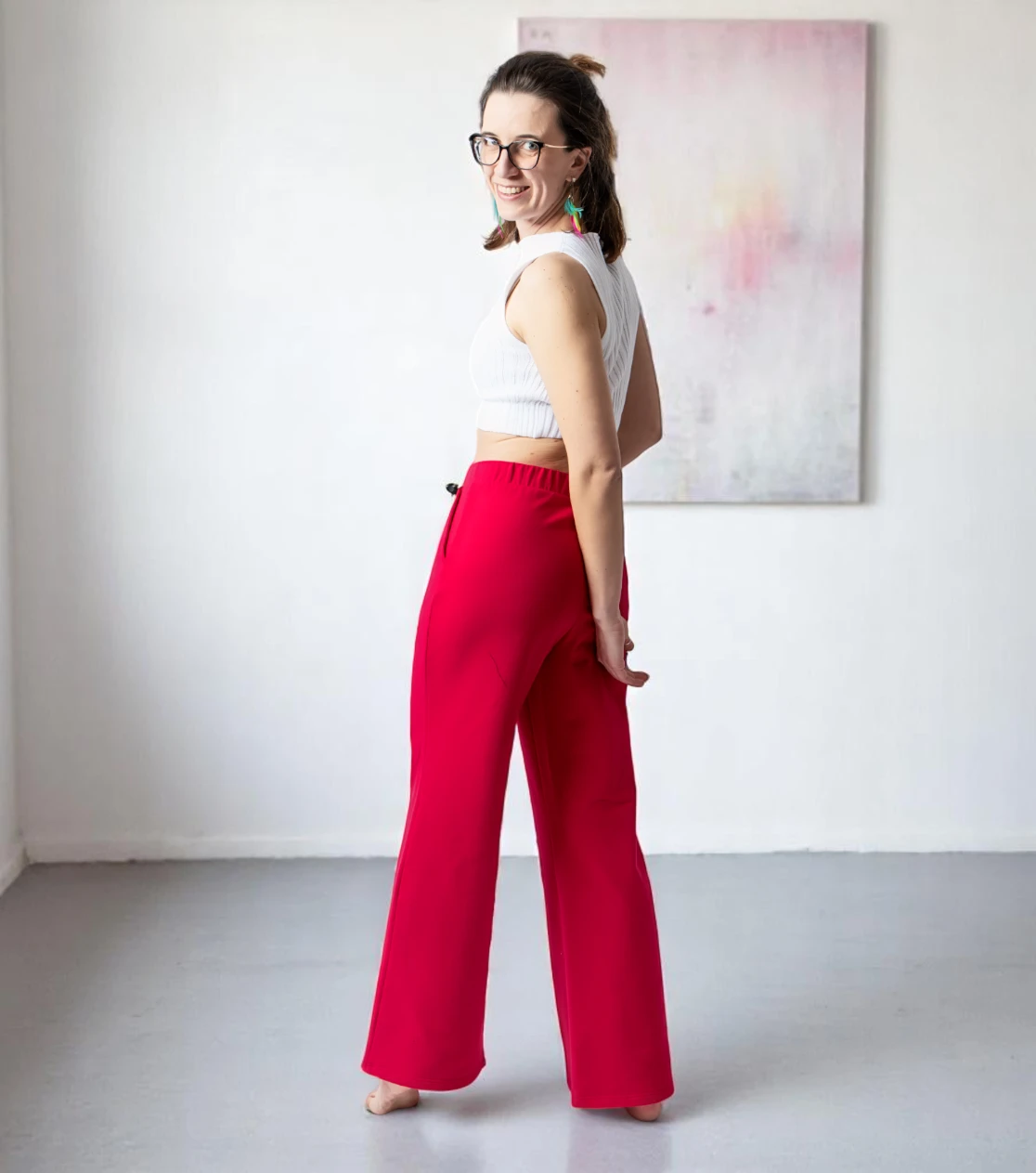 Women's Sweatpants with Crease - Mexican Red