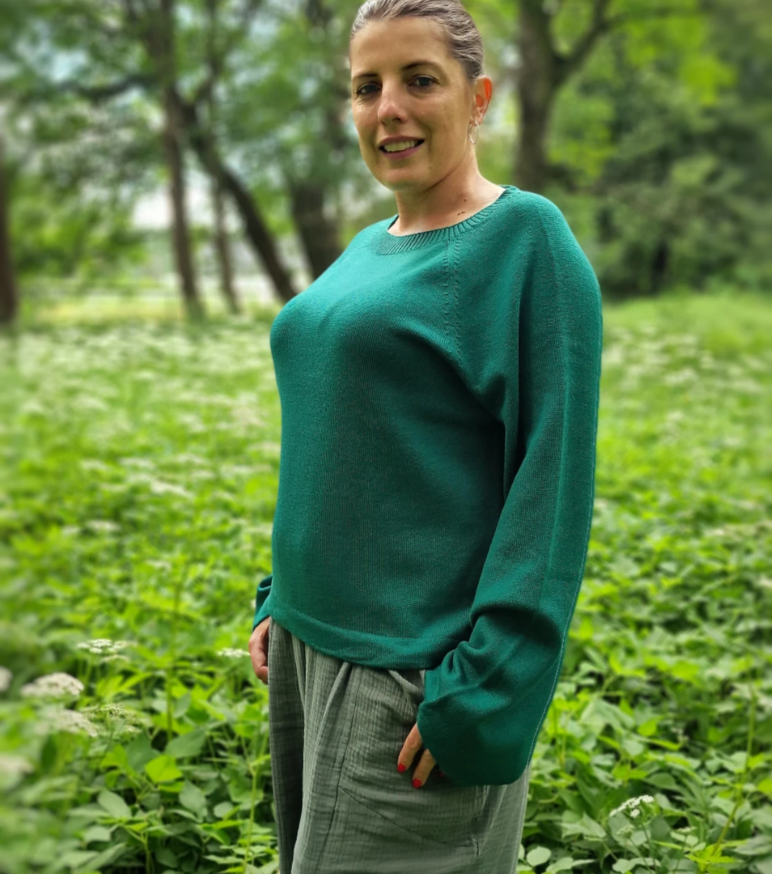 Top de punto de merino oversize - verde
