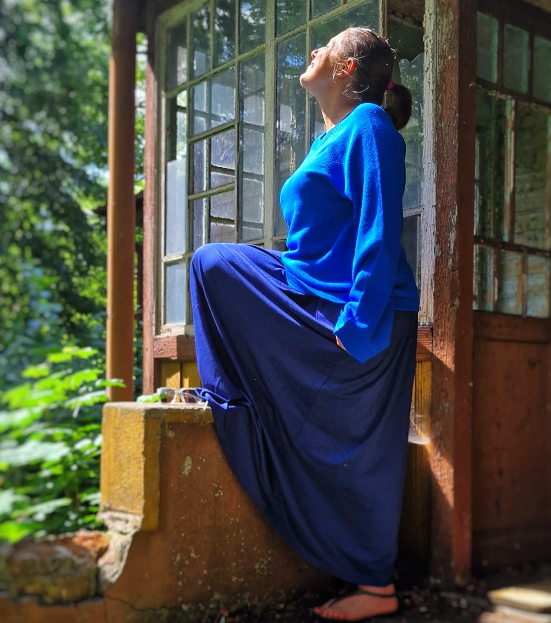 Maglia oversize in lana merino - cobalto