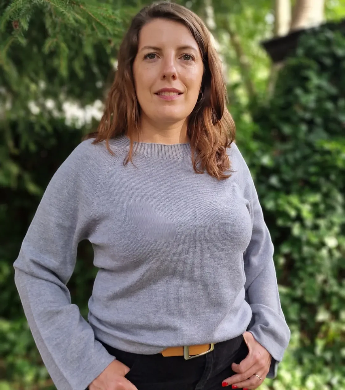 Top de punto de Lana Merino para Mujer, Corte Oversize - Gris