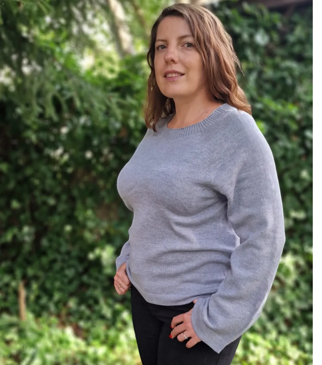 Top de punto de Lana Merino para Mujer, Corte Oversize - Gris