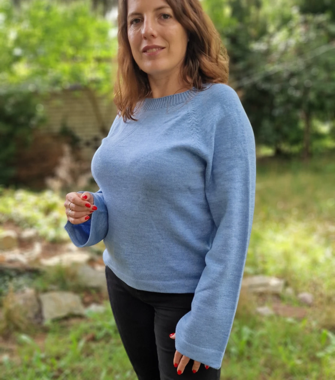 Maglia oversize in lana merino - azzurra