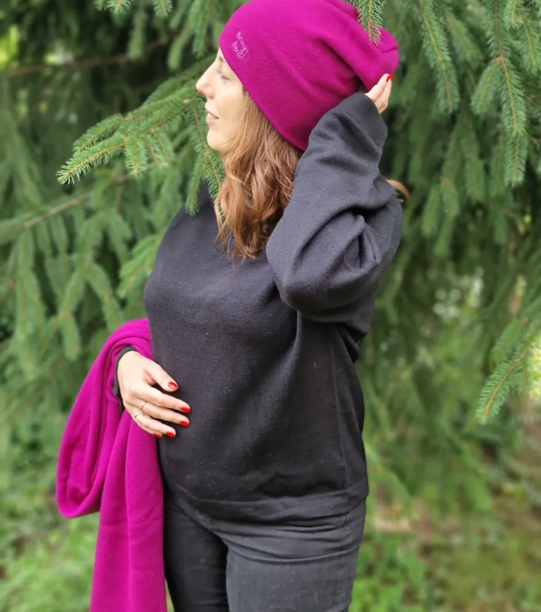 Top de punto femenino suelto de 100% lana merino - negro