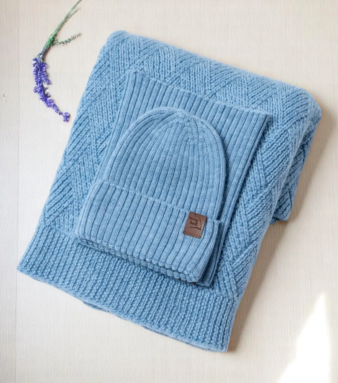 Baby-Merino-Ultrafine-Decke Blau Detail