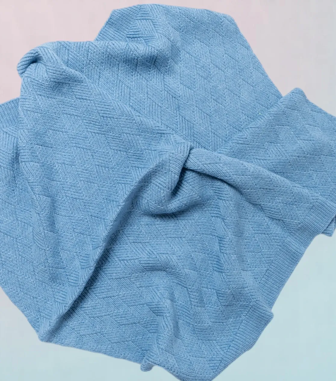 Baby-Merino-Wolldecke Blau Nahaufnahme