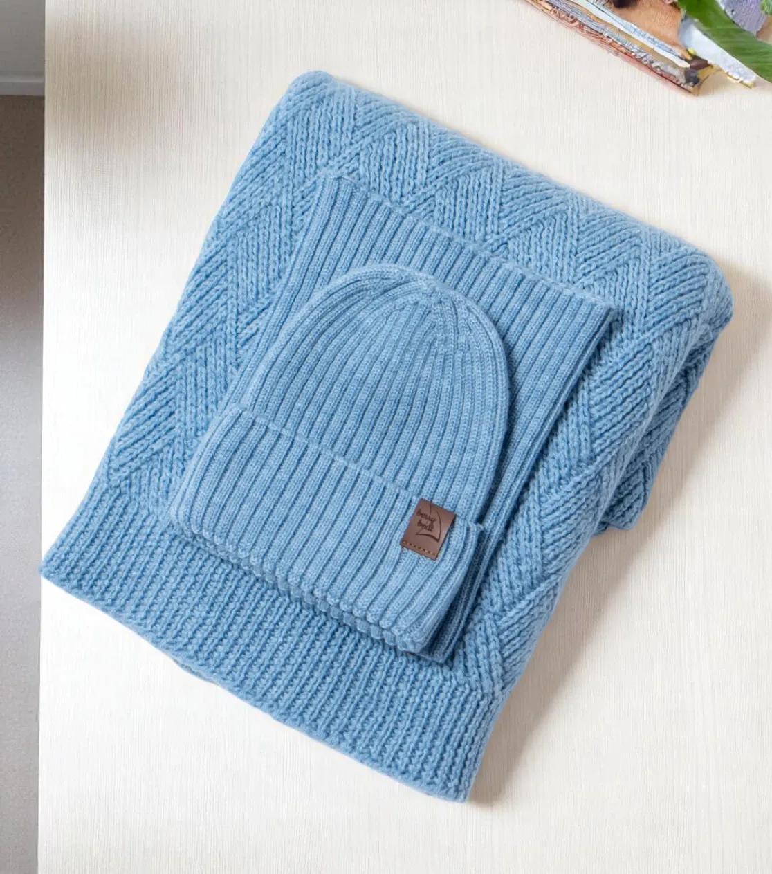 Blaue Merino-Babydecke Polnische Produktion