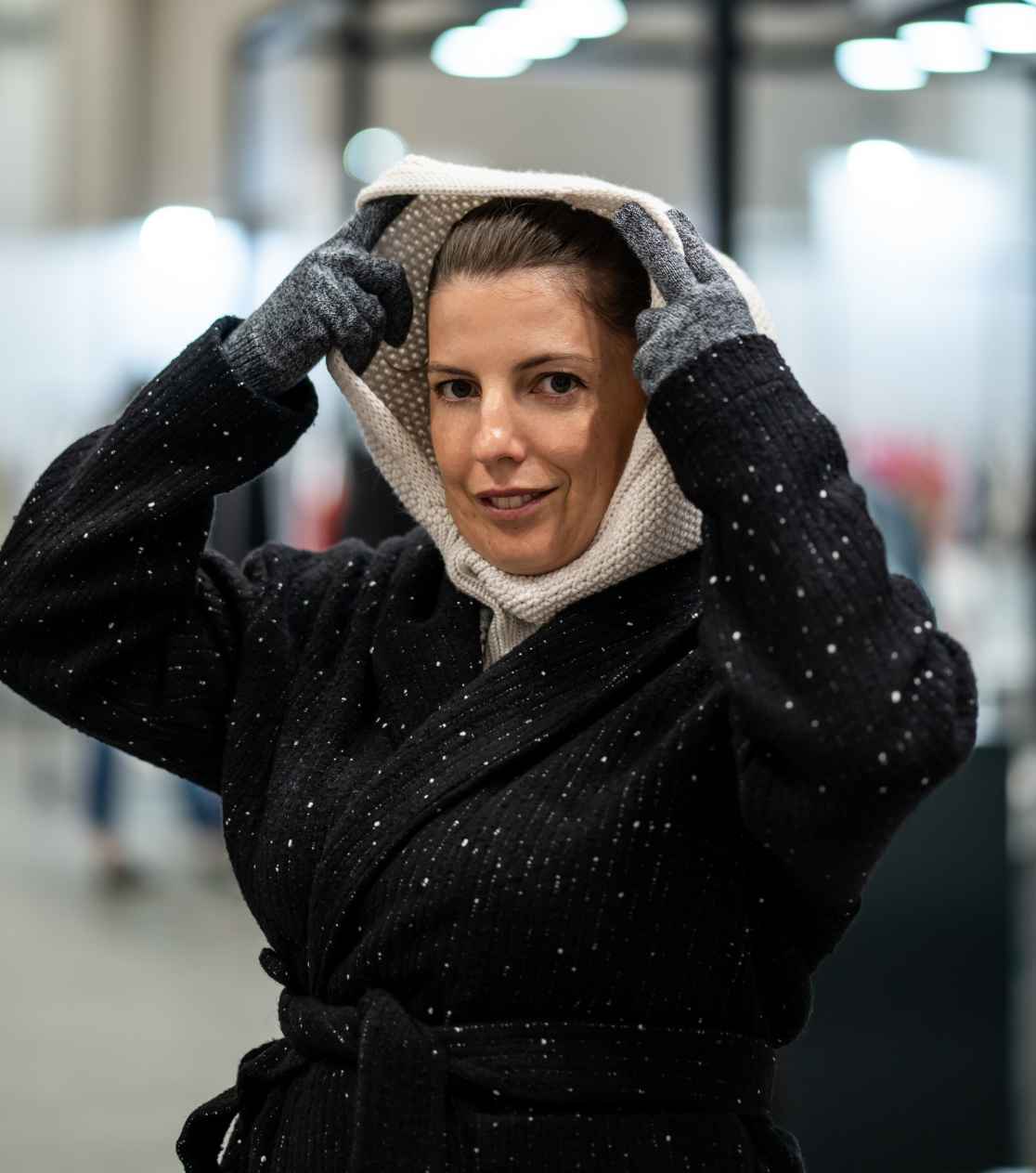 Balaclava Merino - Balaclava con capucha en color ecru
