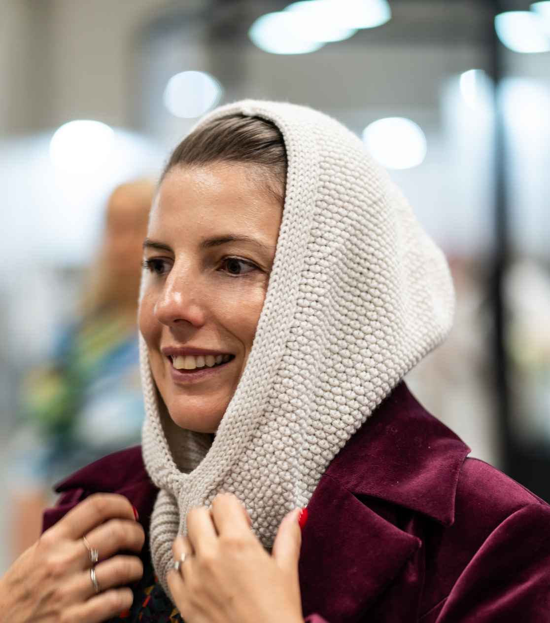 Balaclava in merino - Balaclava con cappuccio beige