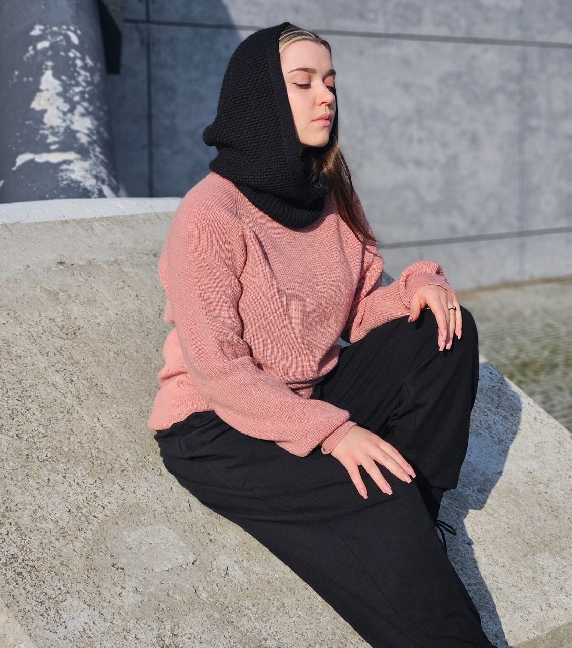 Merino Balaclava - Black Hooded Balaclava