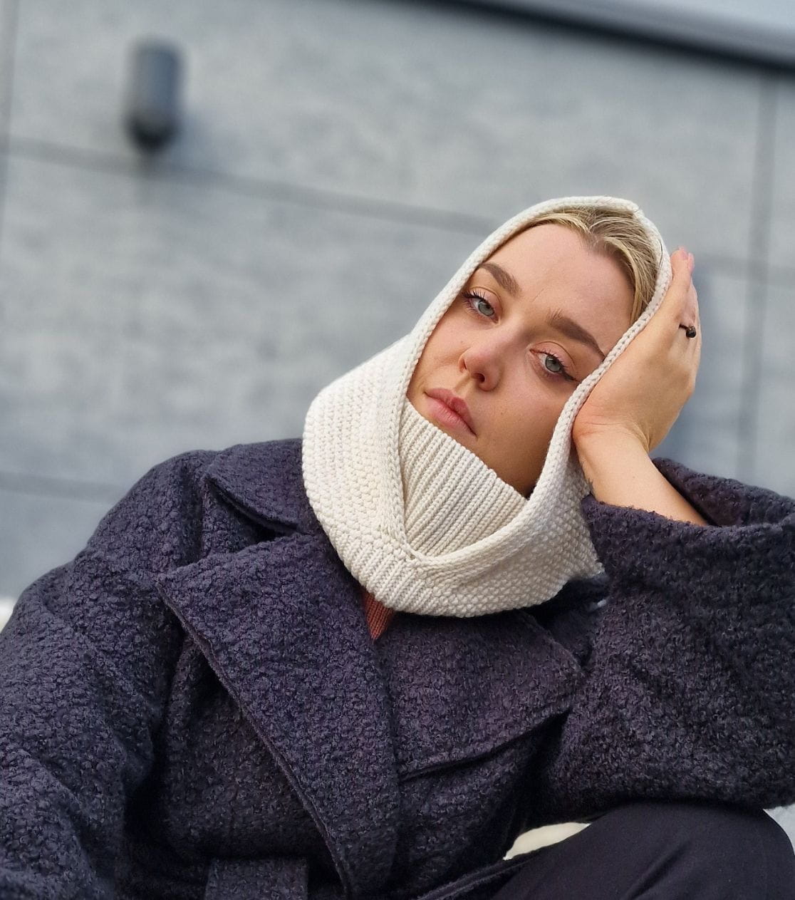 Merino Balaclava - Ecru Hooded Balaclava