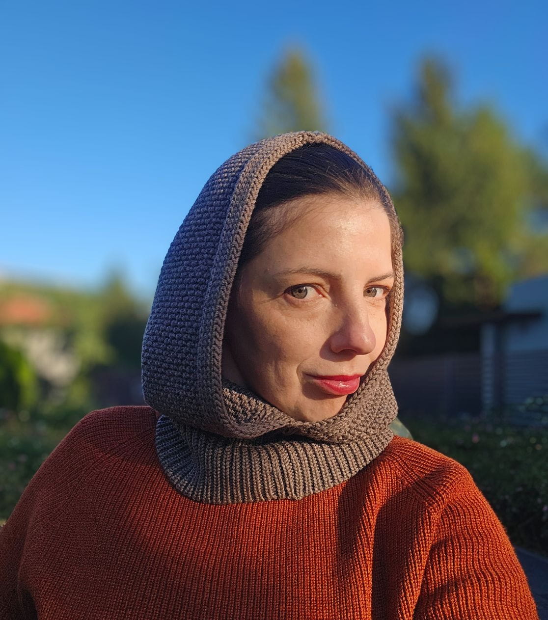 Merino Balaclava - Taupe Hooded Balaclava