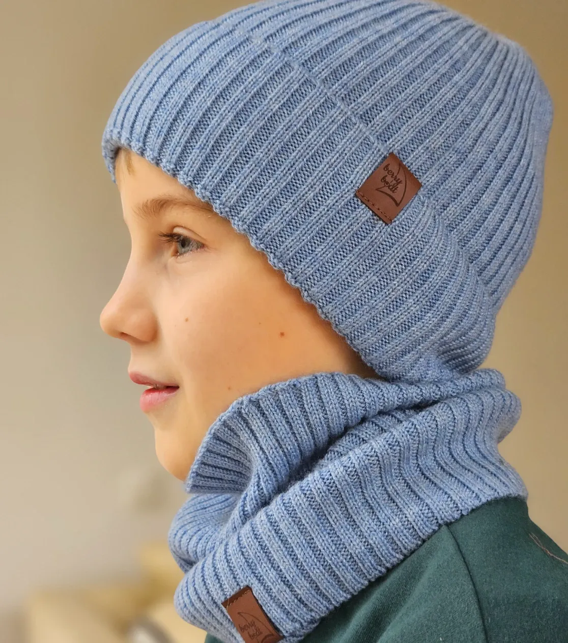 Gorro azul claro de lana merino