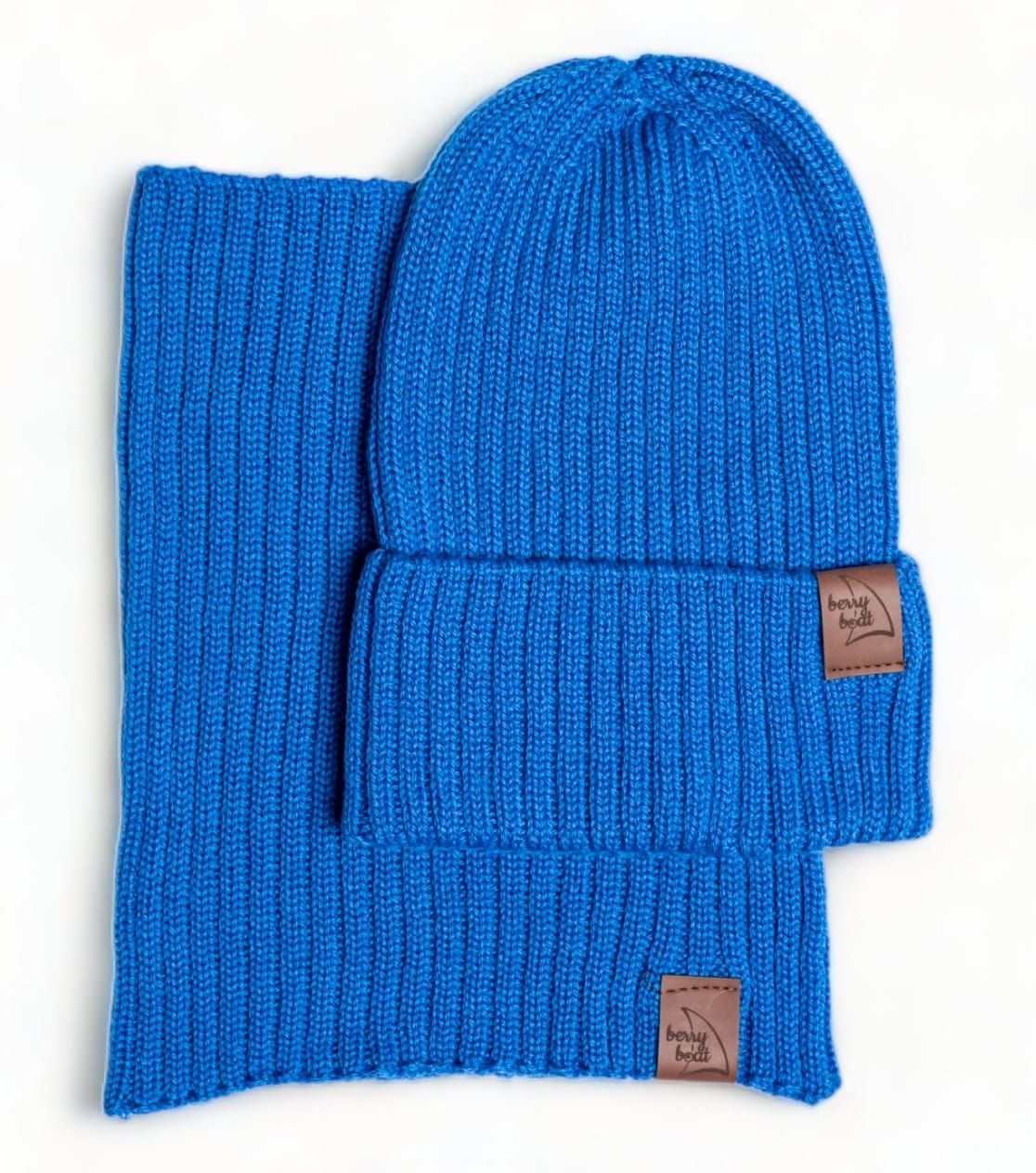 Basic Merino Set Beanie and Neck Warmer Cobalt