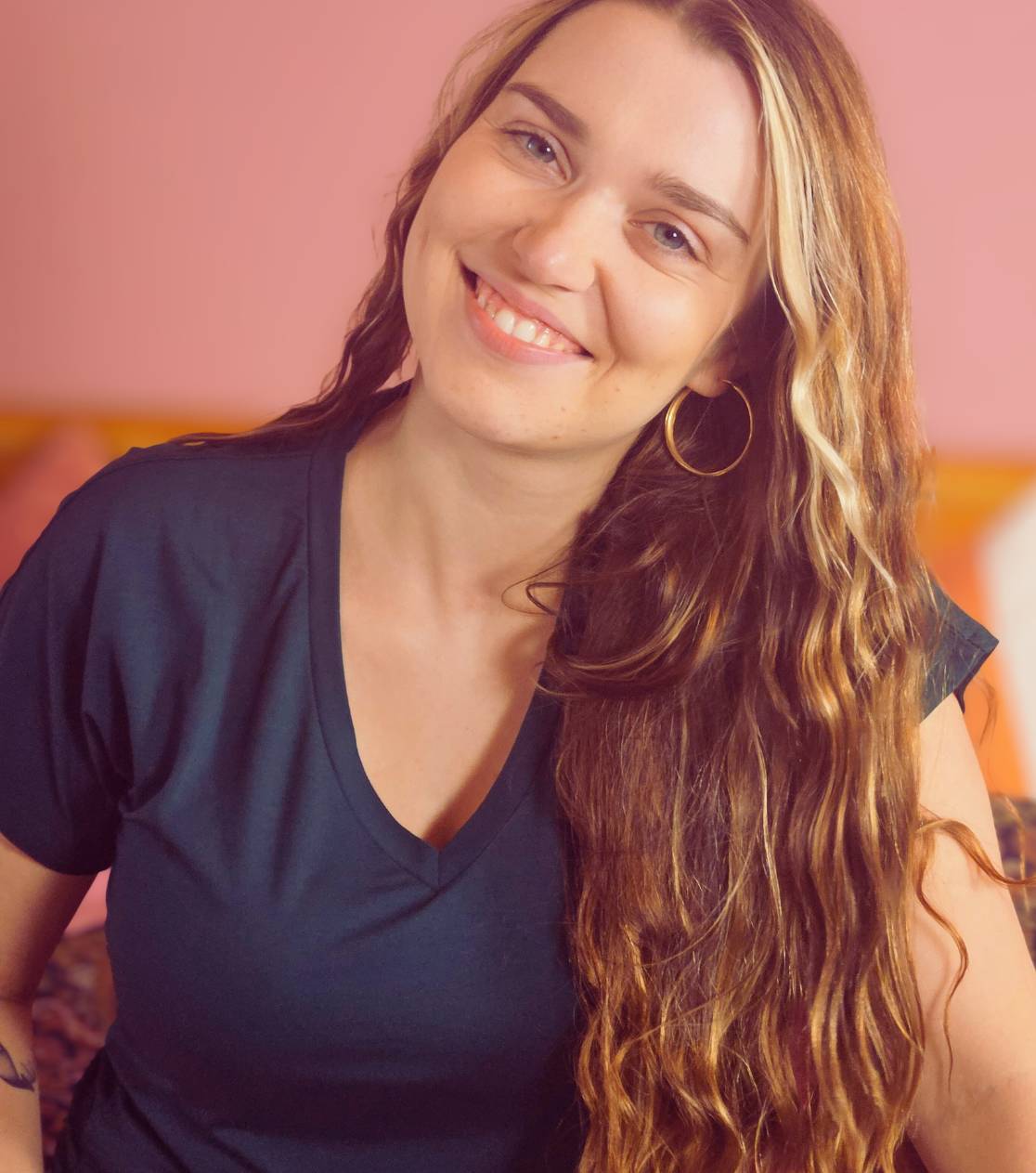 Camiseta de bambú para mujer de pijama con manga corta - azul marino