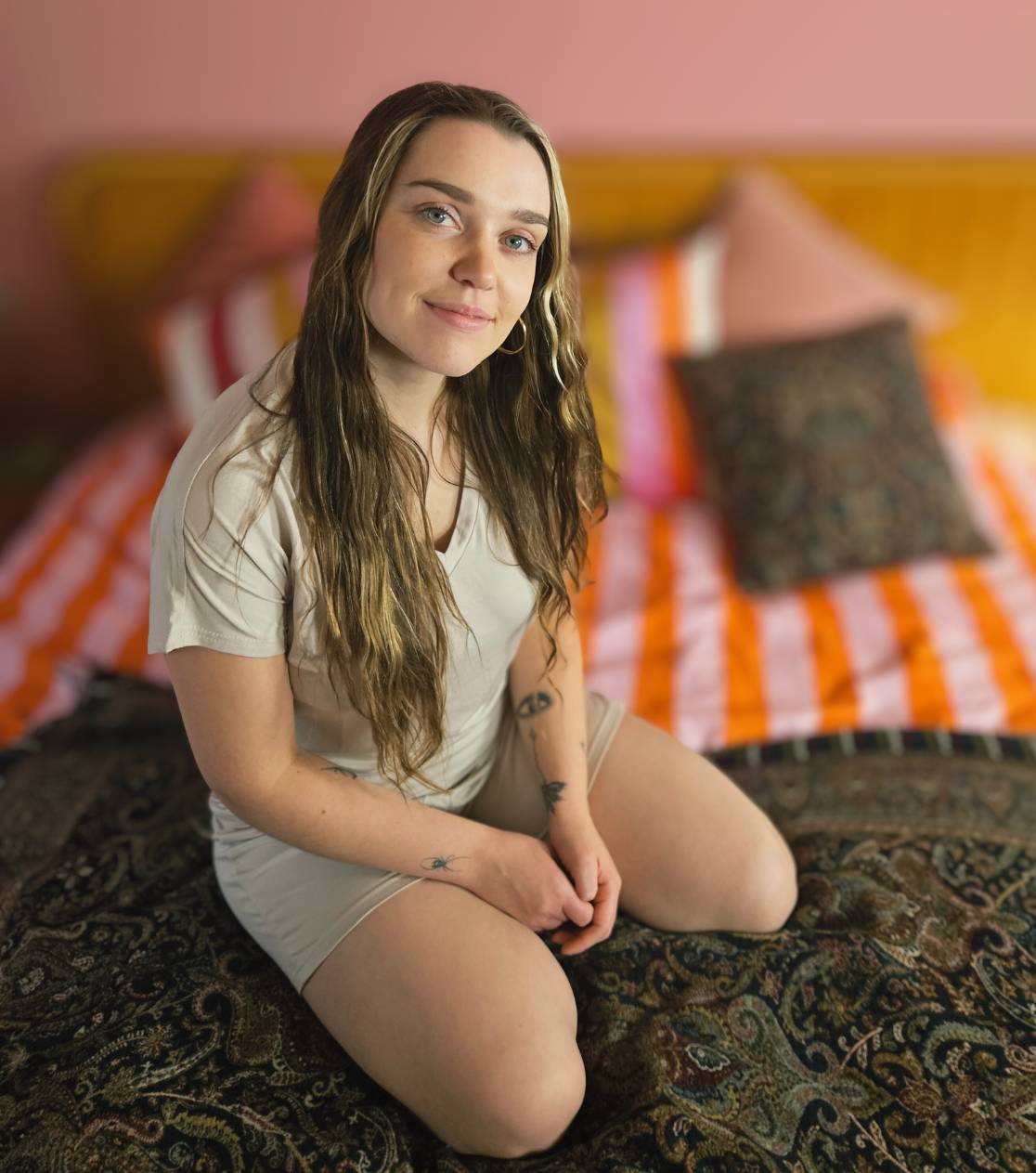 Immagine principale della maglietta da pigiama in bambù per donna - beige