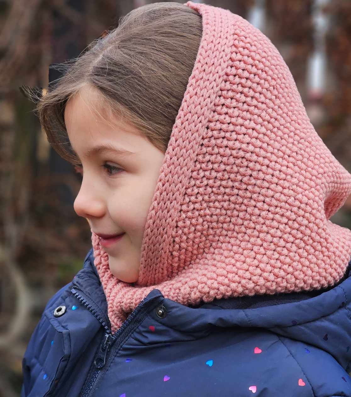 Rust-Colored Children's Balaclava Hood for Winter