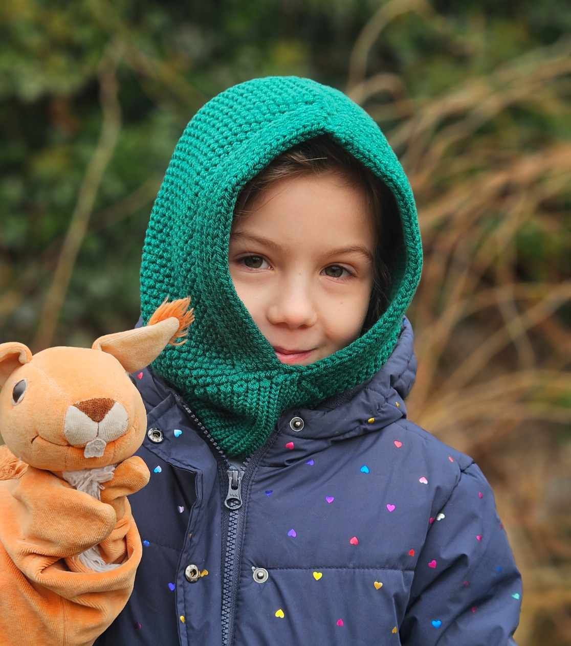 Green Children's Balaclava Hood for Winter