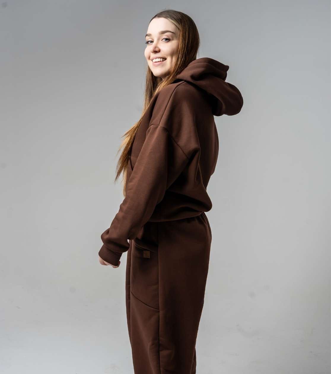 Oversize Sweatshirt mit Kapuze, innen angeraut – Milchschokolade (UNISEX)