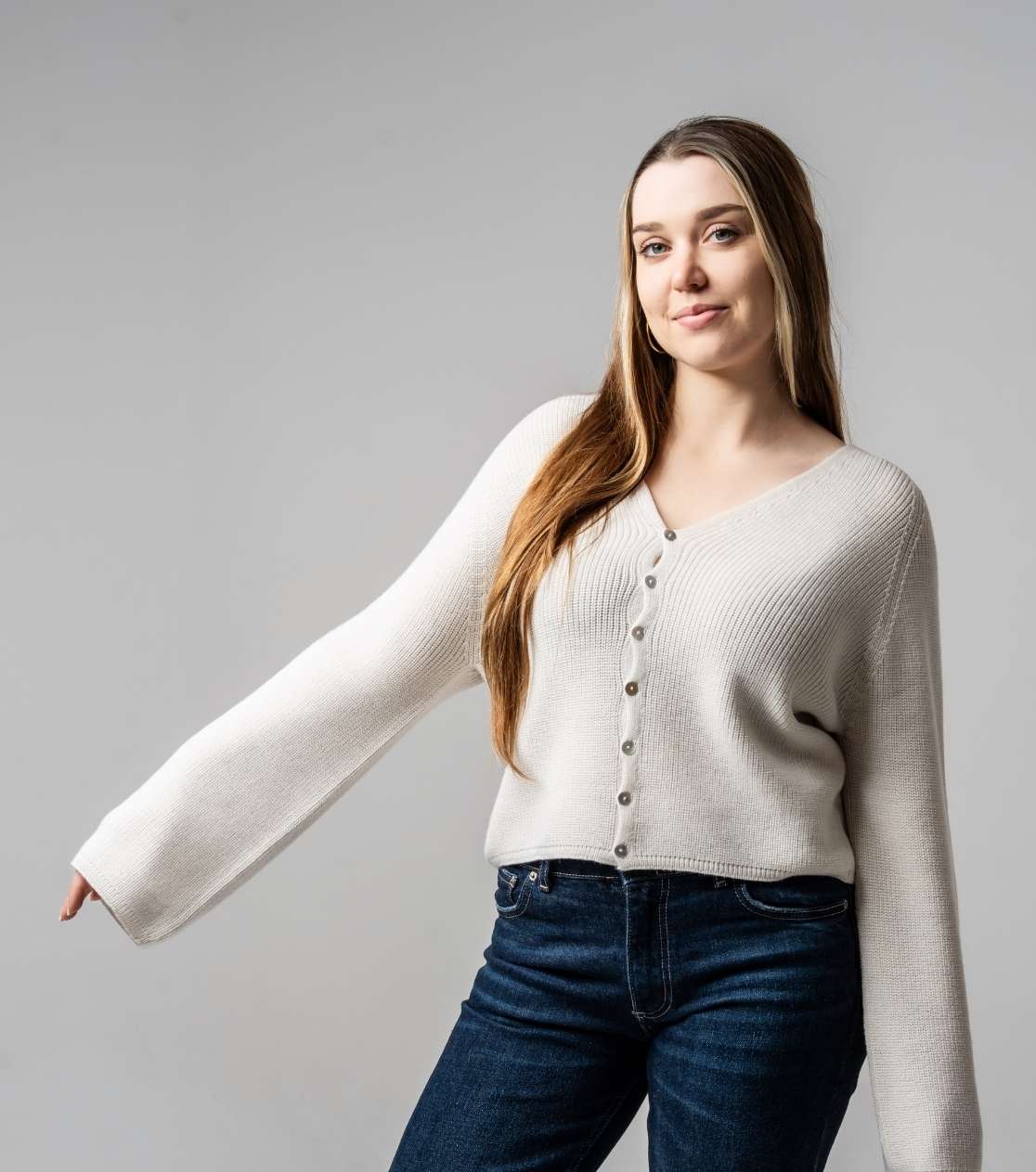 Cárdigan 100% merino con botones de nácar
