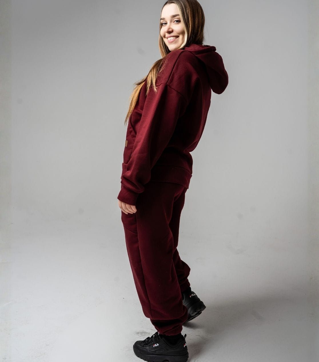 Pantaloni da tuta "PUMPY" – taglio ampio, interno felpato – bordeaux/borgogna (UNISEX)