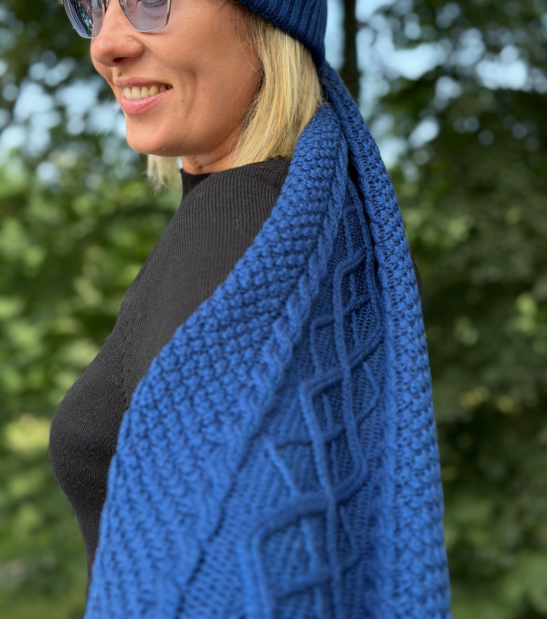 Szal w warkocze i arany z 100% merino (unisex, dorośli)