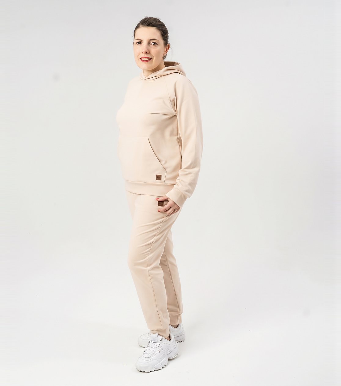 Spodnie dresowe codzienne unisex – lekka dzianina, piaskowe