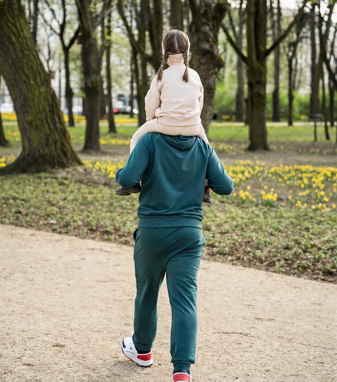 Spodnie dresowe codzienne unisex – lekka dzianina, butelkowa zieleń – zdjęcie 7