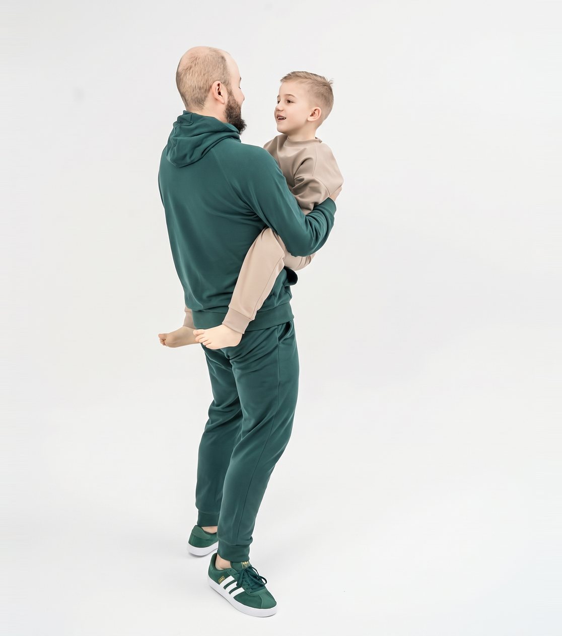 Bluza reglanowa z kapturem, unisex – lekka dzianina, butelkowa zieleń – zdjęcie 12