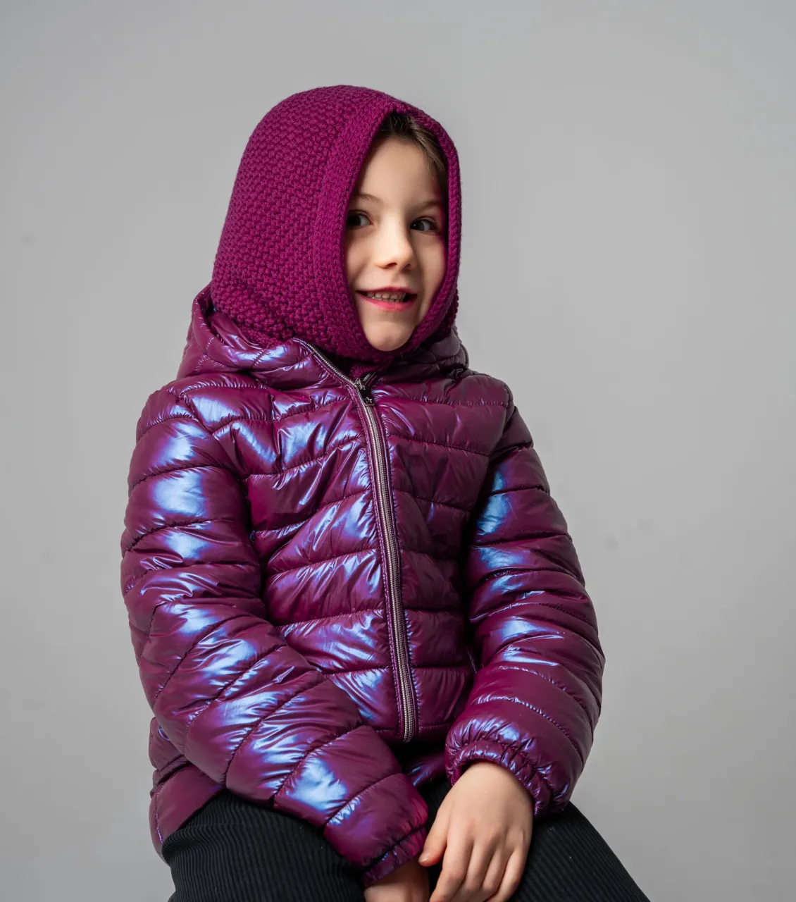 Passamontagna per bambini in lana merino viola vescovile – BerryBoat