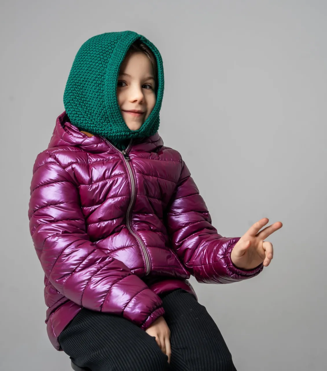 Pasamontañas infantil de lana merino verde botella – BerryBoat
