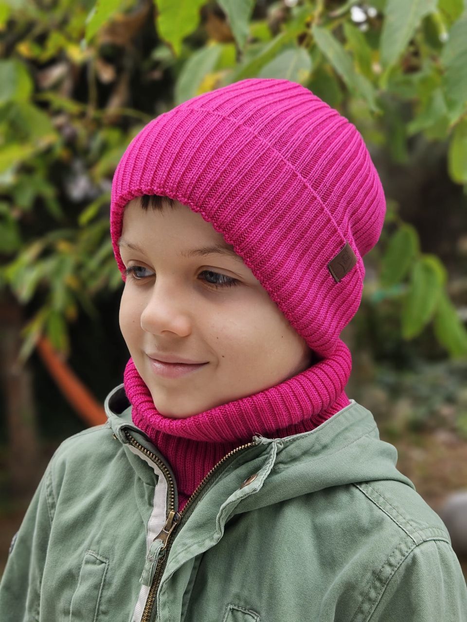 Merino-Grundmütze Fuchsie